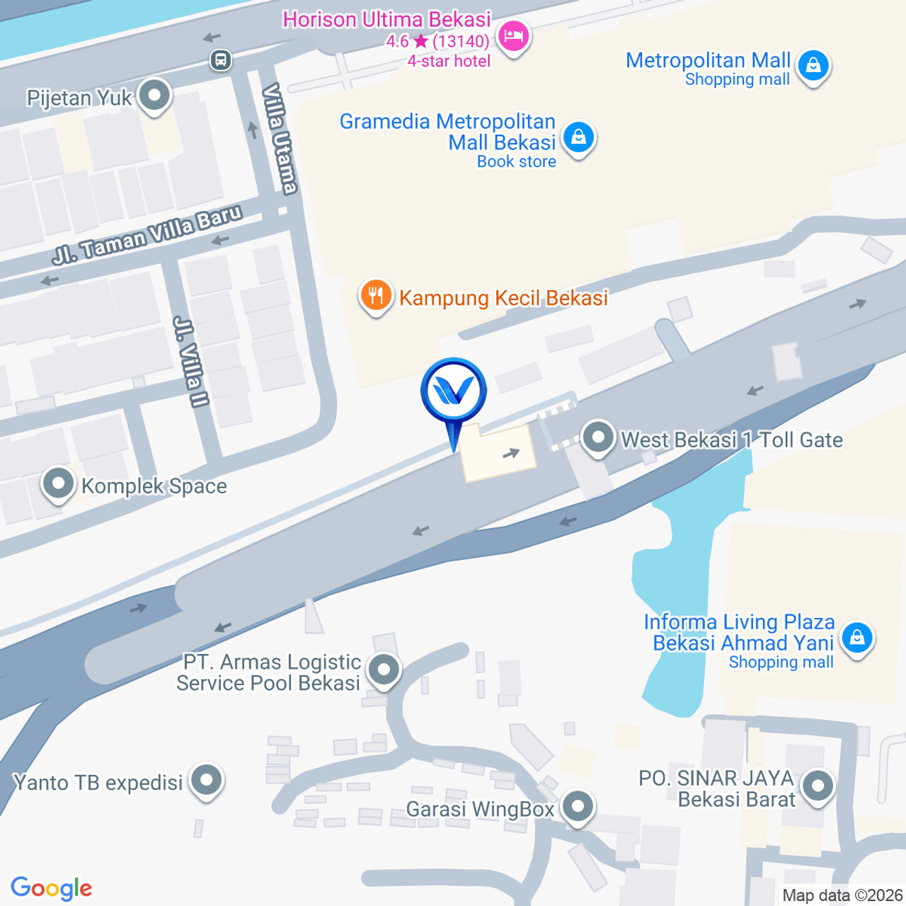 Peta Lokasi TOL GATE BEKASI BARAT 1 RUMIJA (KM. 12+350 A), Bekasi