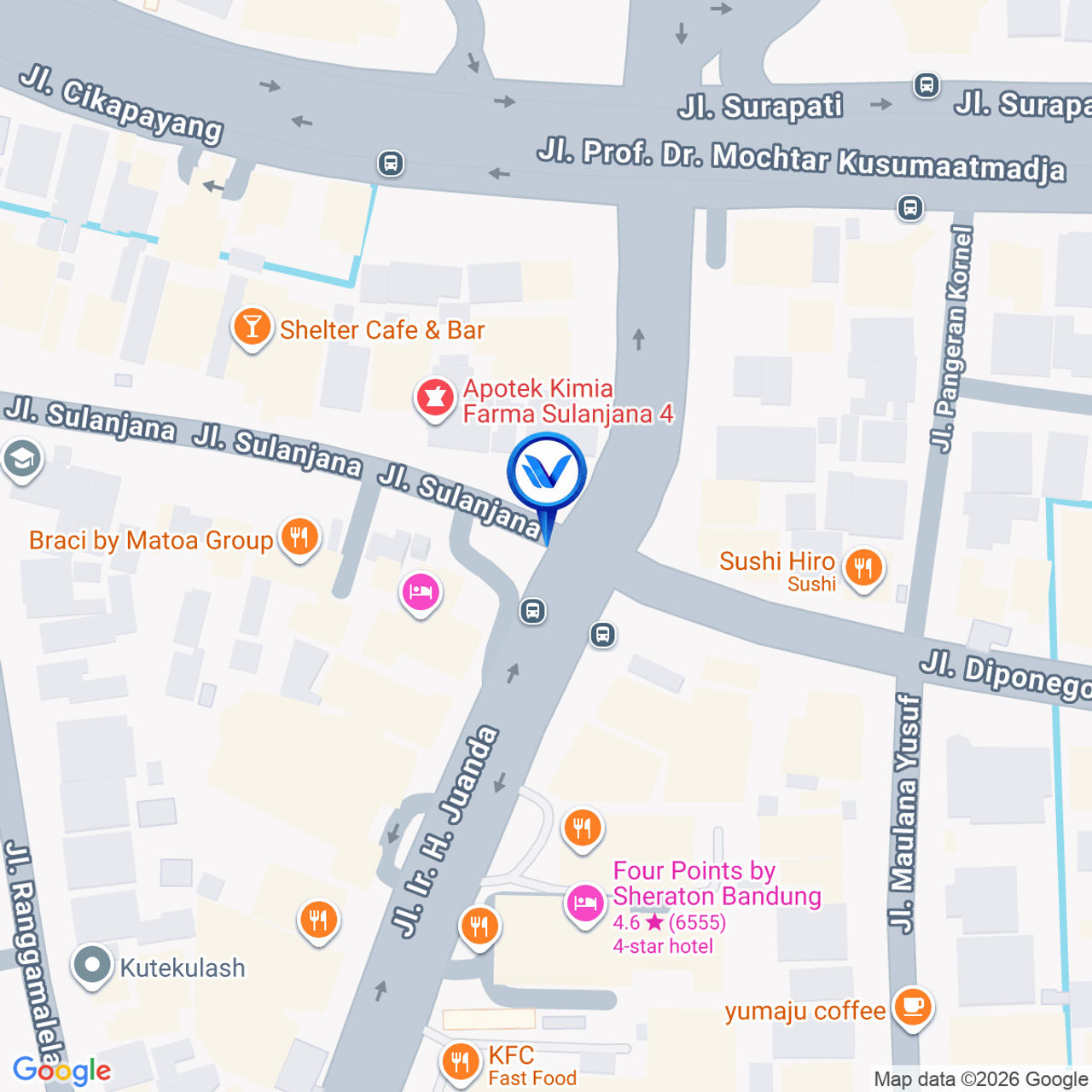 Peta Lokasi JL. SULANJANA VIEW DARI JL. DIPONEGORO (HOTEL MOXY), Bandung
