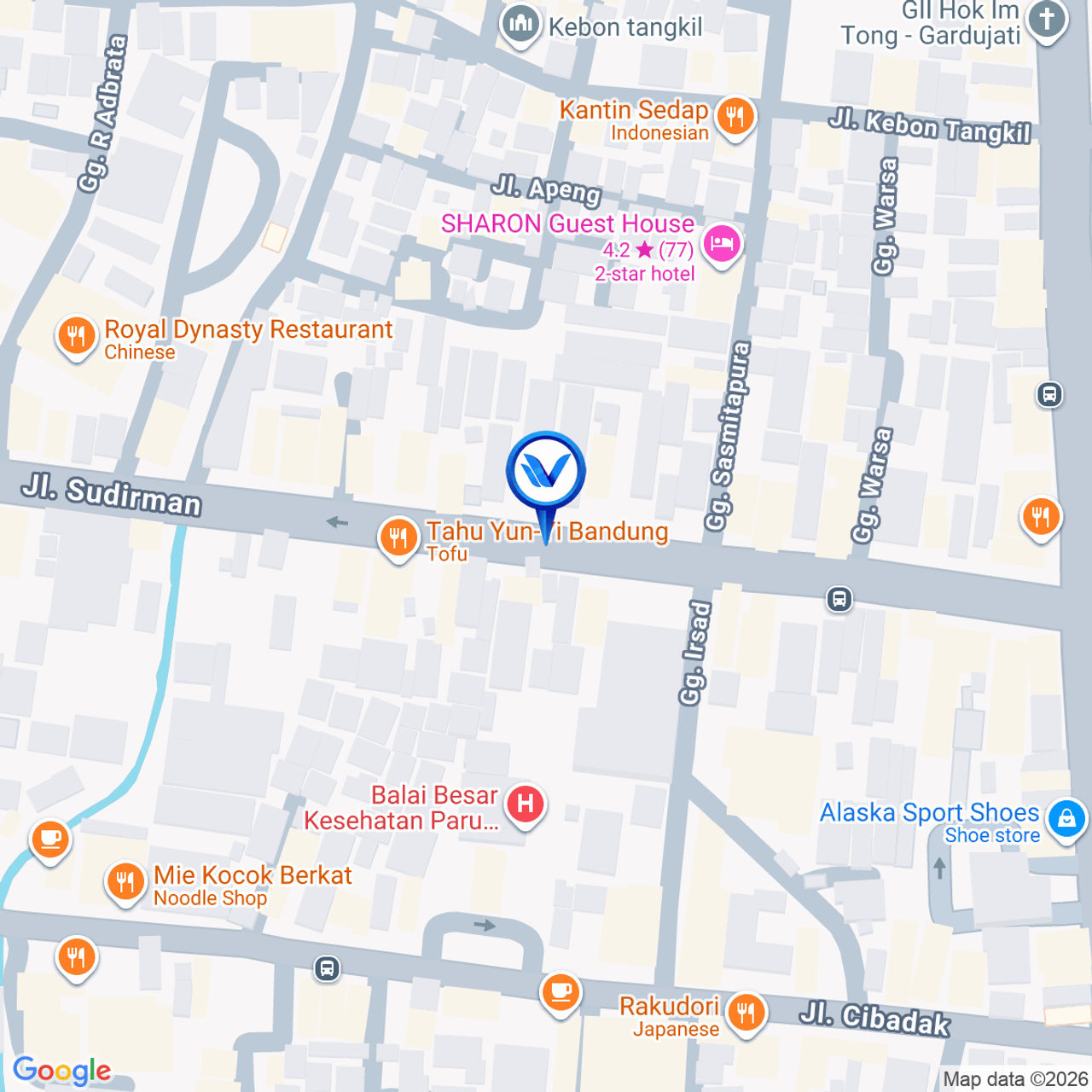 Peta Lokasi Jl. Sudirman, Bandung