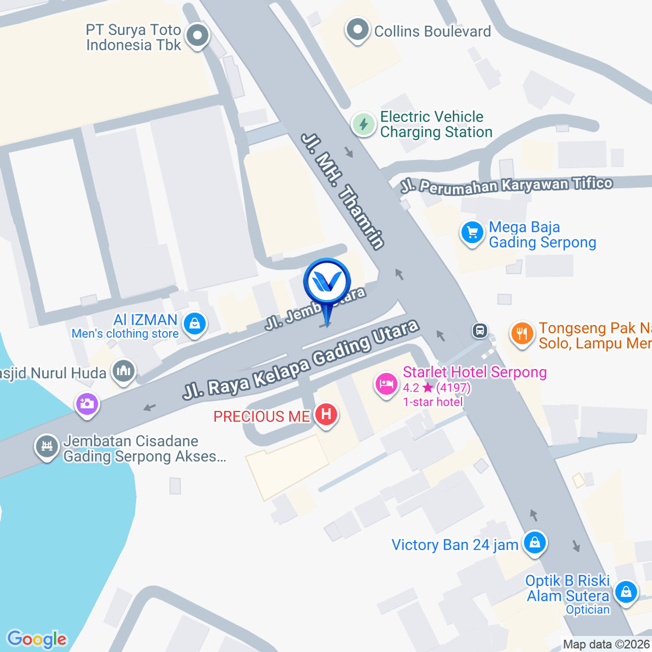 Peta Lokasi Pertigaan Gading Serpong, Tangerang Selatan