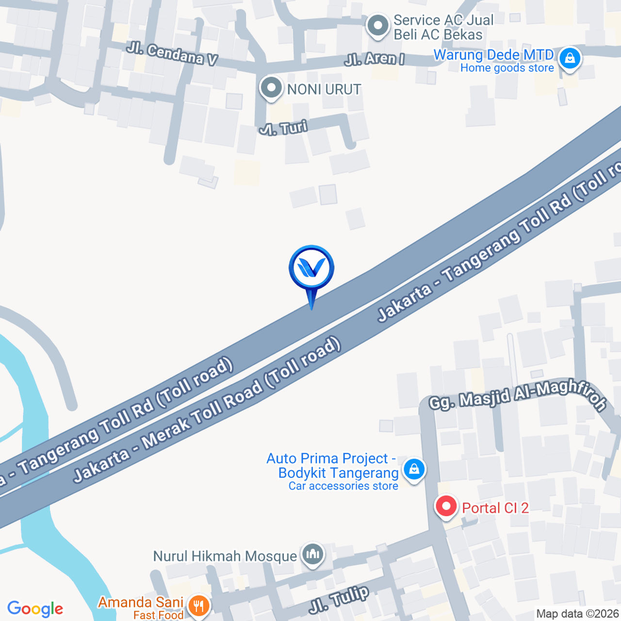 Peta Lokasi Tol Jakarta Tangerang KM 11+900, Tangerang