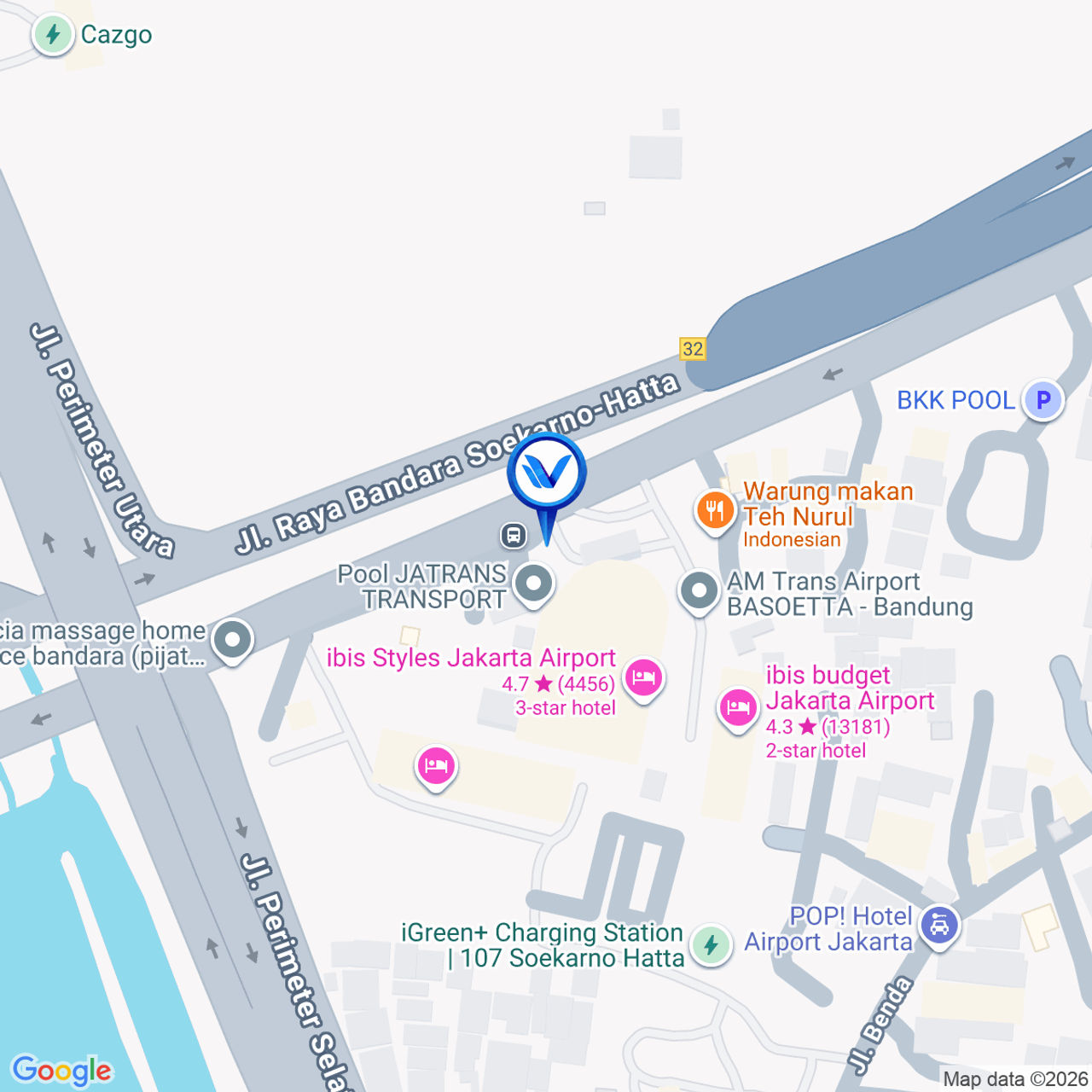 Peta Lokasi JL. Tol Prof. Dr. Sedyatmo KM 32+800 (Depan Hotel IBIS), Tangerang