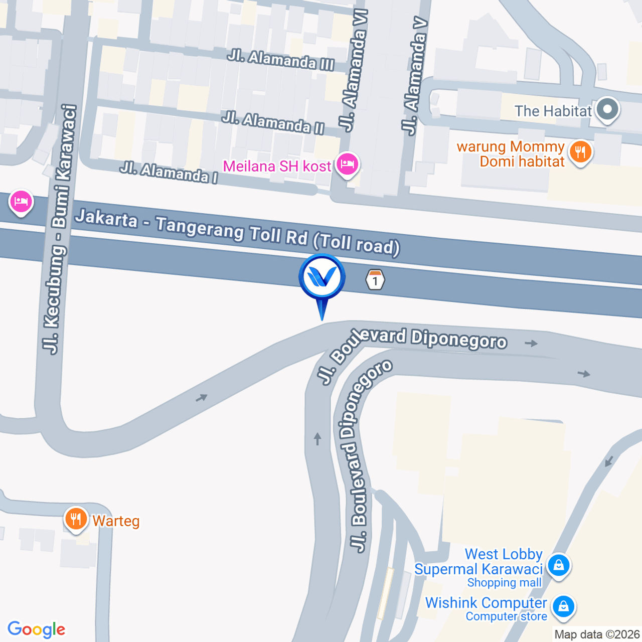Peta Lokasi Lippo Village Karawaci (LED C), Tangerang