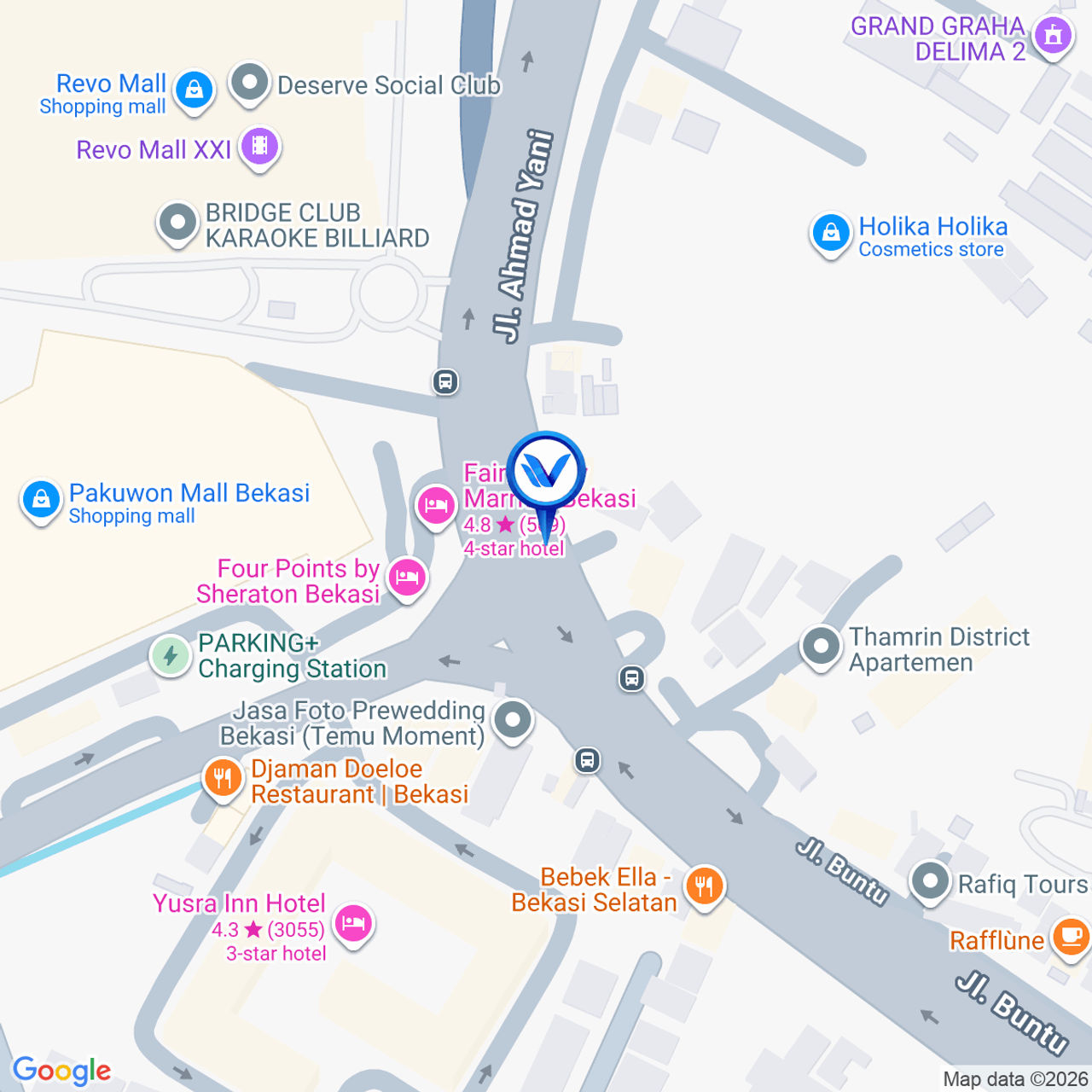 Peta Lokasi Jl. A. Yani (Pertigaan Pekayon), Bekasi
