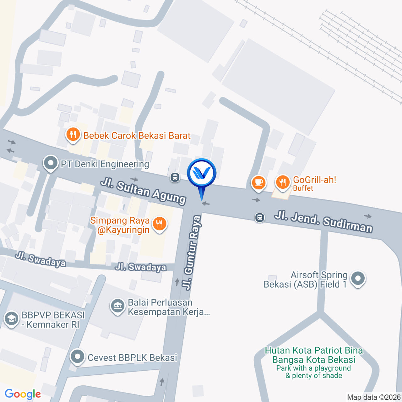 Peta Lokasi Jl. Jend. Sudirman - Jl. Guntur, Bekasi