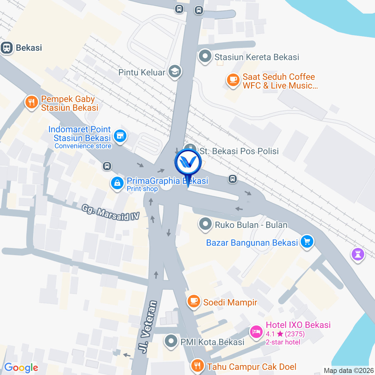 Peta Lokasi Jl. Ir. H. Juanda (Taman Bulan-Bulan Stasiun Bekasi), Bekasi