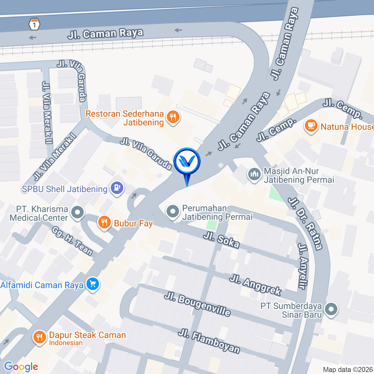 Peta Lokasi Jl. Caman Raya (Depan Pom Bensin Shell), Bekasi