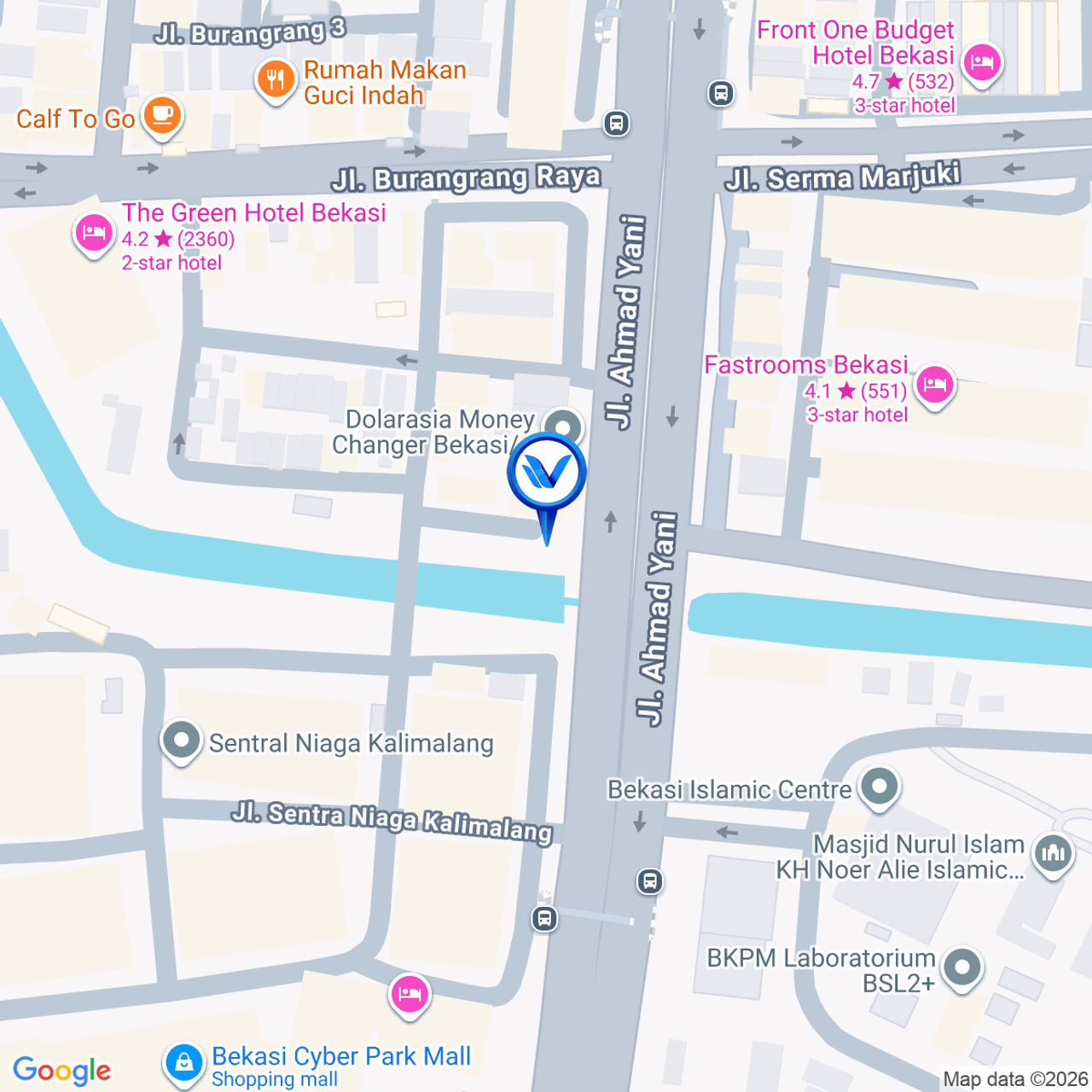 Peta Lokasi Jl. A. Yani (Seberang Centerpoint Bekasi), Bekasi