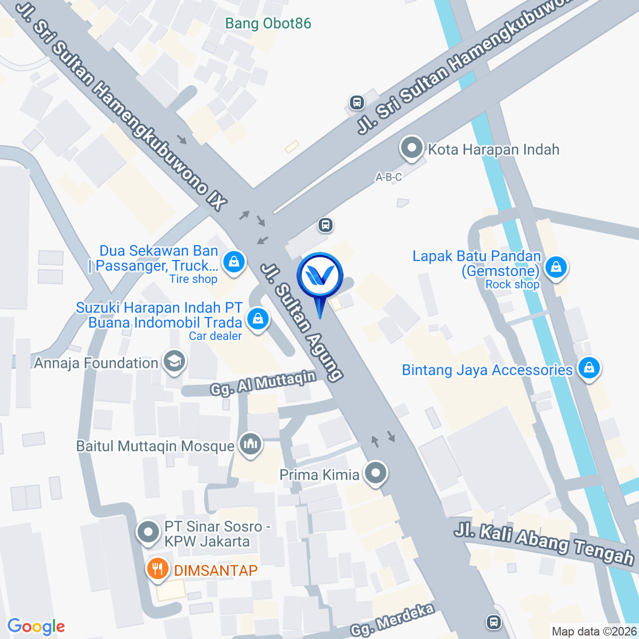 Peta Lokasi JL. Sultan Agung KM.27 (Dekat Harapan Indah), Bekasi