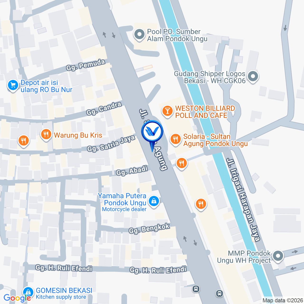 Peta Lokasi JL. Sultan Agung, Bekasi