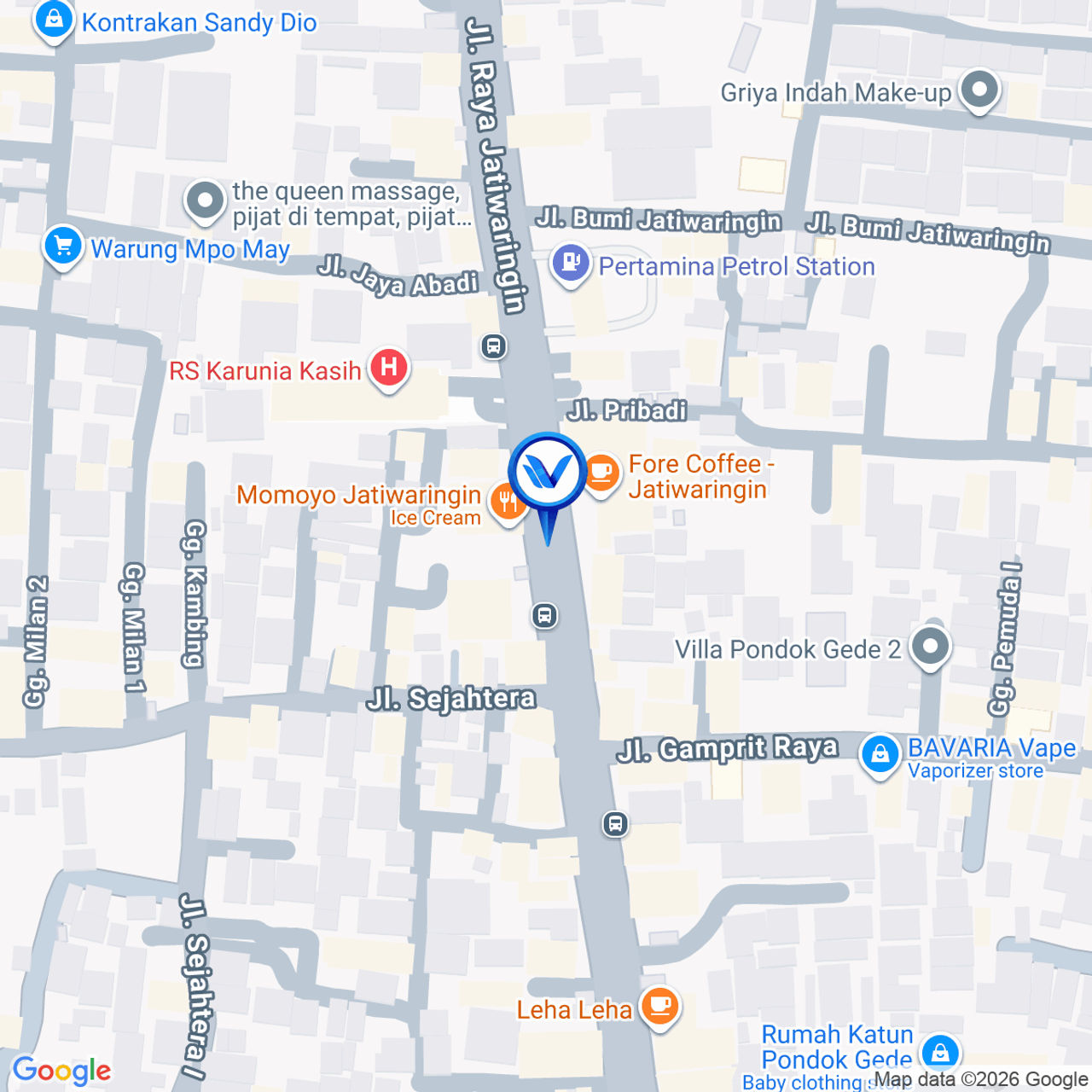 Peta Lokasi JL. Raya Jatiwaringin, Bekasi