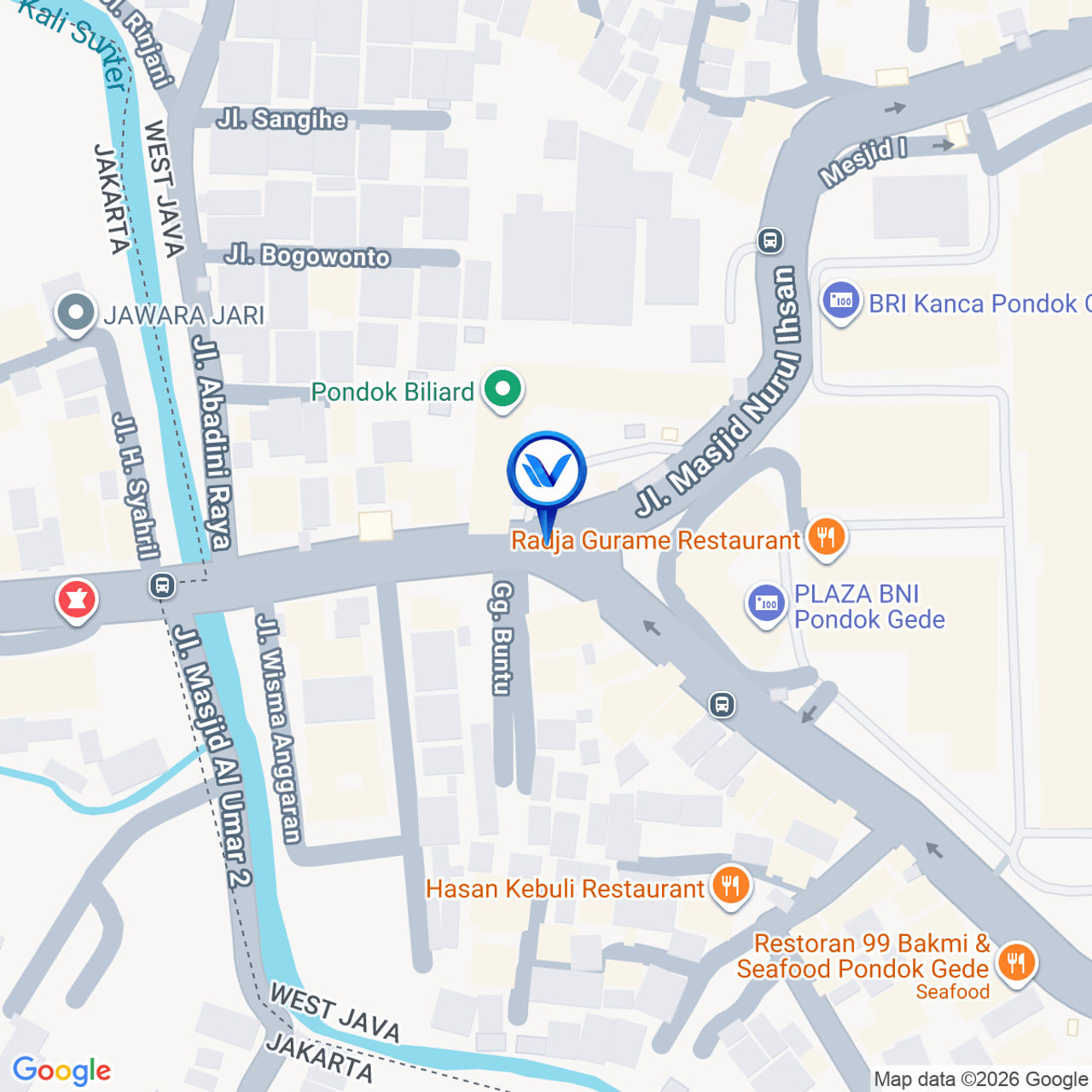 Peta Lokasi JL. Pondok Gede, Bekasi