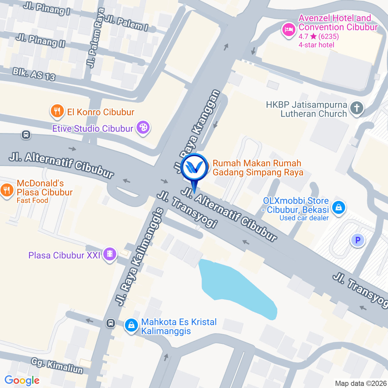 Peta Lokasi JL. Raya Cibubur - Kranggan, Bekasi