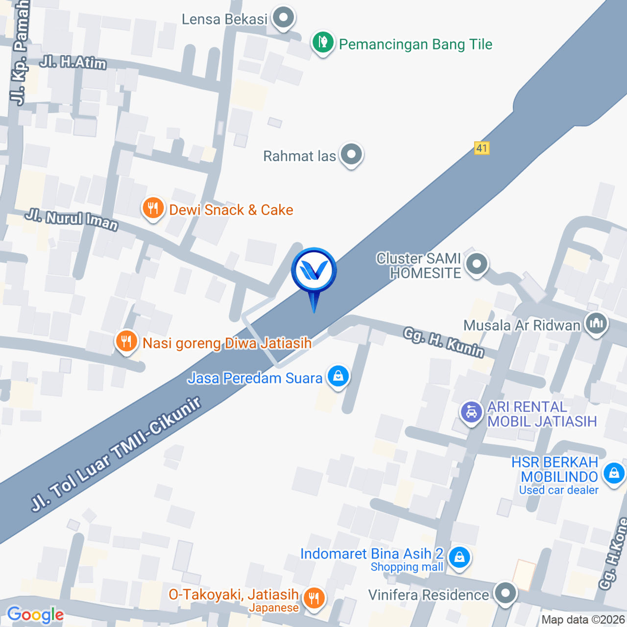 Peta Lokasi JL. Tol Luar TMII-Cikunir, Bekasi