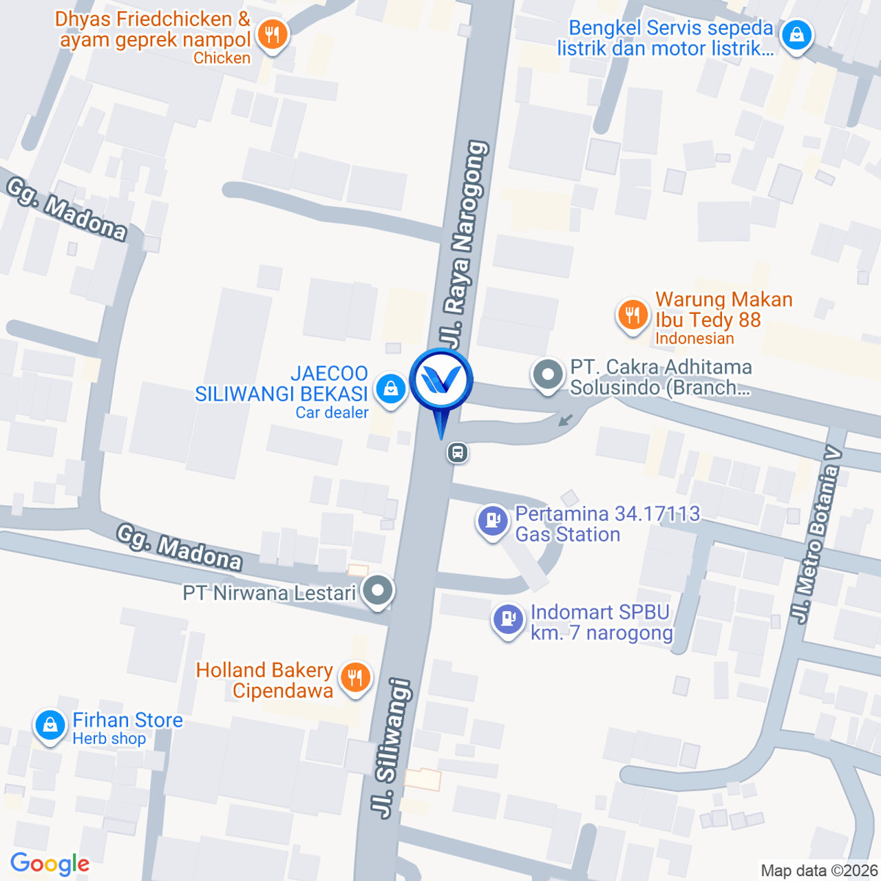 Peta Lokasi JL. Siliwangi - Narogong, Rawalumbu, Bekasi