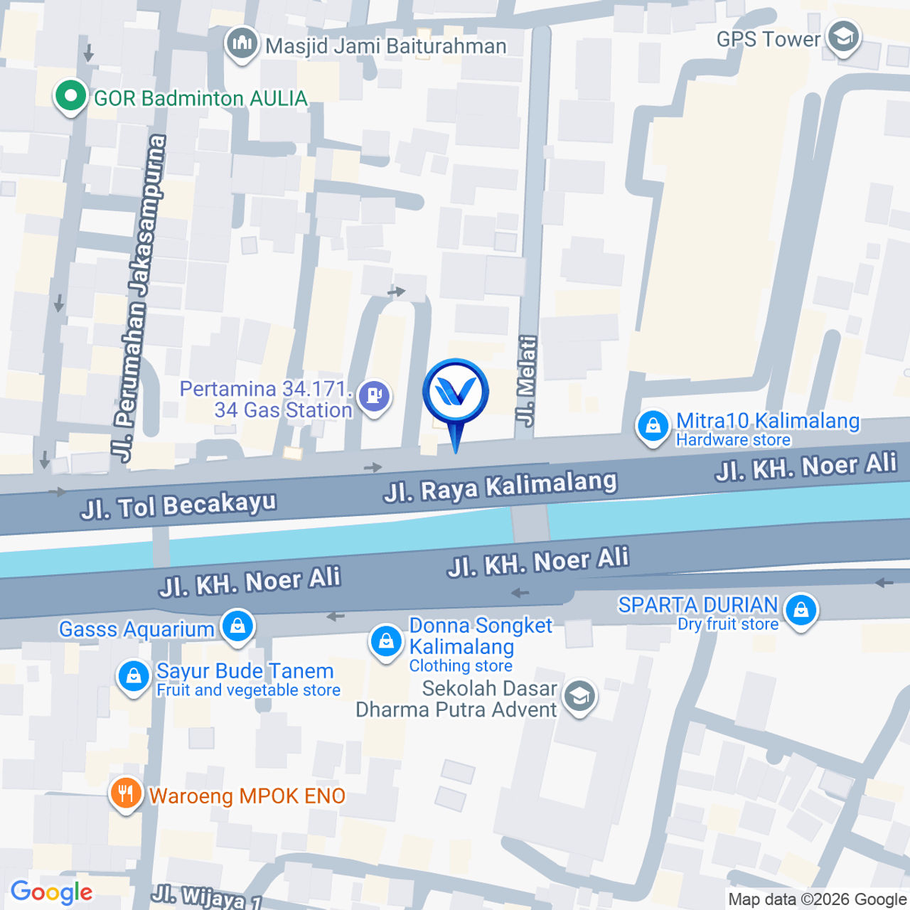 Peta Lokasi JL. KH. Noer Ali (Depan SPBU Kalimalang Bekasi), Bekasi