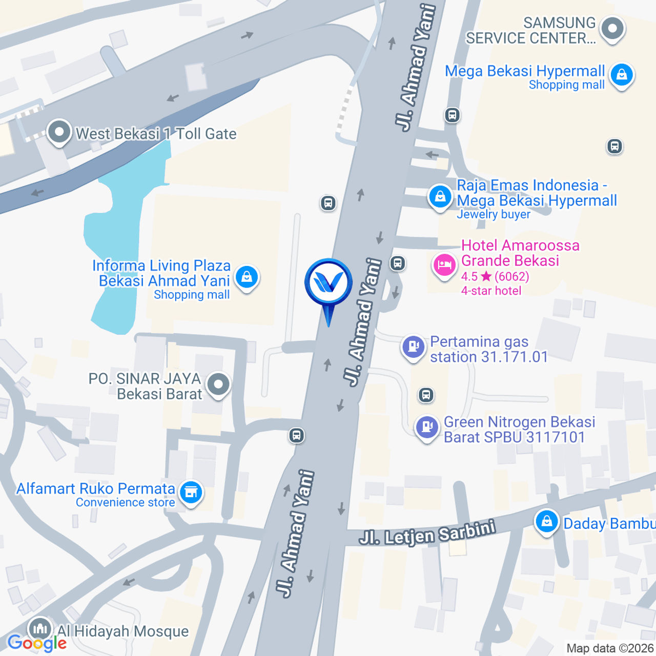 Peta Lokasi JL. Jend. A. Yani (Depan Hotel Amarosa), Bekasi