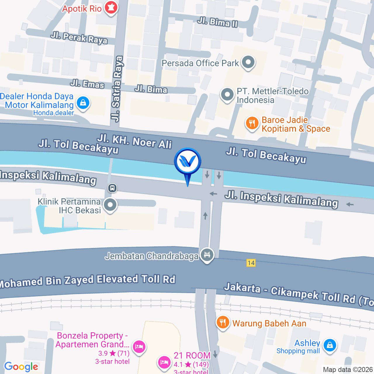 Peta Lokasi JL. KH Noer Ali - Kalimalang (Depan Apart Grand Kamala Lagoon), Bekasi