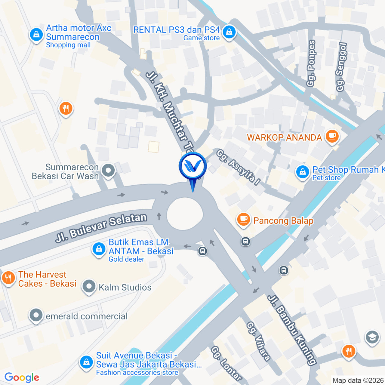 Peta Lokasi JL. Muktar Tabrani (Bundaran Sumarecon), Bekasi