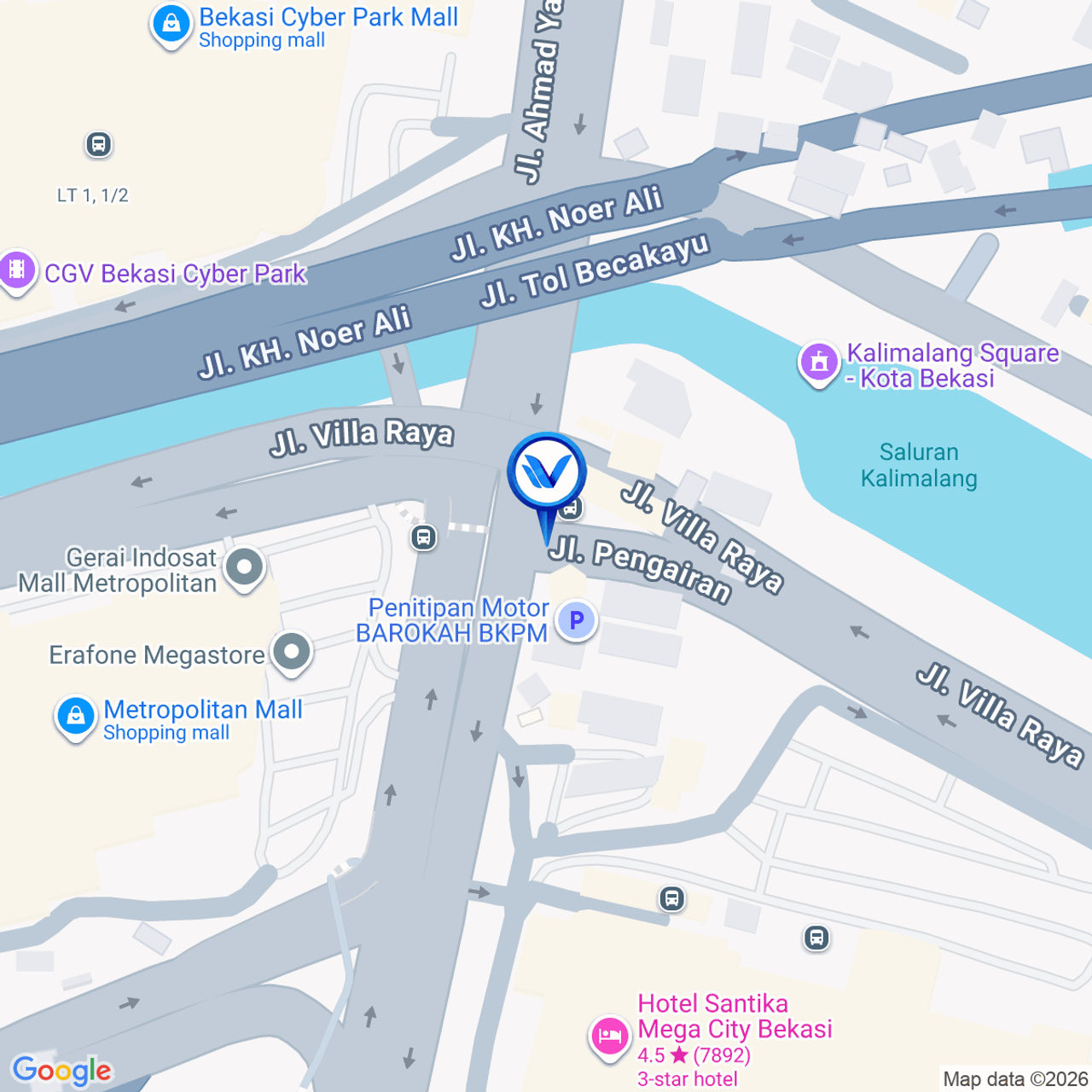 Peta Lokasi JL. Jend. Ahmad Yani (Depan Mall Metropolitan A), Bekasi
