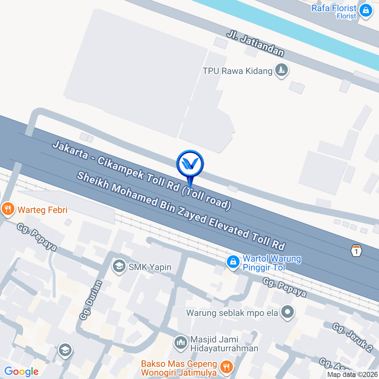Peta Lokasi JL. Tol Jakarta Cikampek KM 18 + 700 A, Bekasi