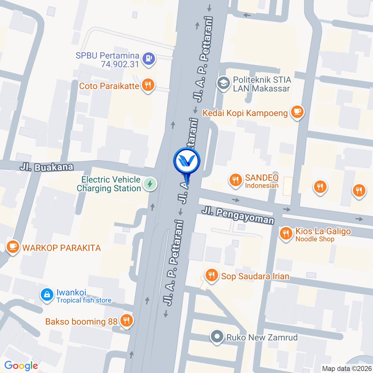 Peta Lokasi JL. PENGAYOMAN - JL. A.P. PETTARANI, Makassar