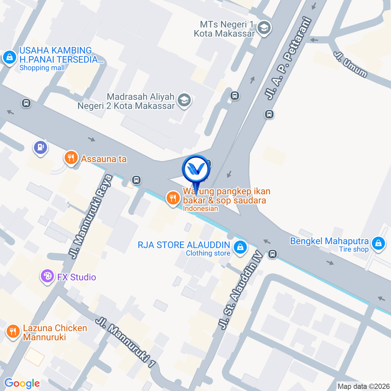 Peta Lokasi Pertigaan JL. Pettarani - JL. Alauddin, Makassar