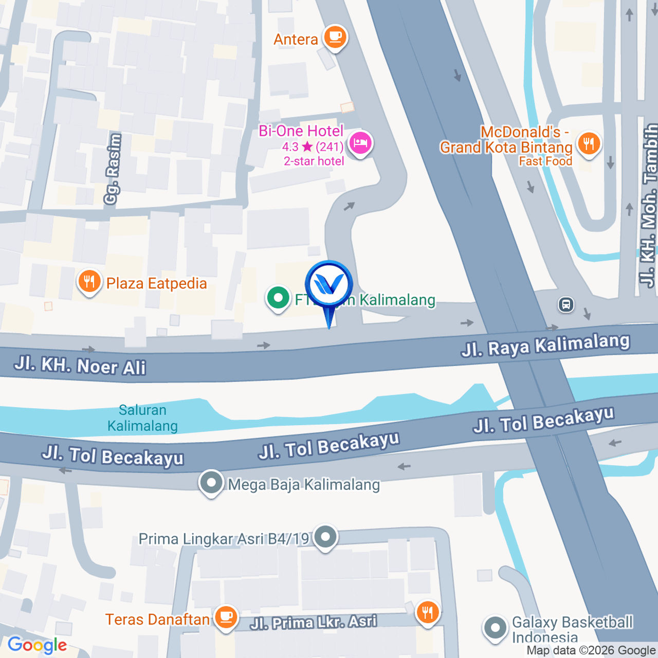 Peta Lokasi Jl. KH Noer Ali (Depan Hotel Phoenix Diron), Bekasi