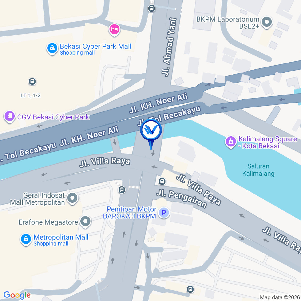 Peta Lokasi JL. Jendral Ahmad Yani, Bekasi