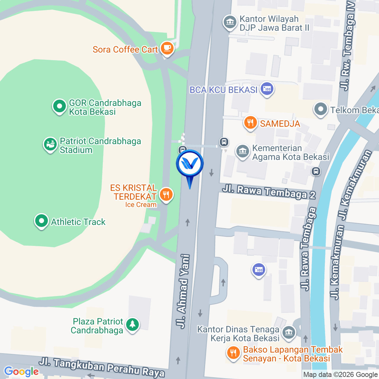 Peta Lokasi JL. Jendral Ahmad Yani (depan Gor Patriot), Bekasi