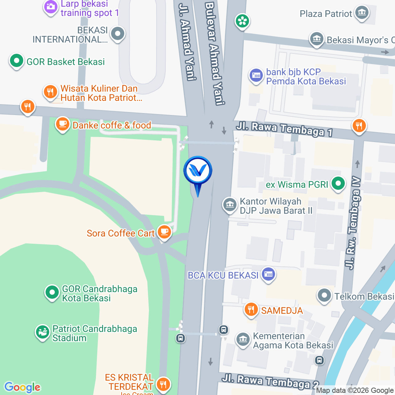 Peta Lokasi JL. Jendral Ahmad Yani (Depan GOR Patriot), Bekasi