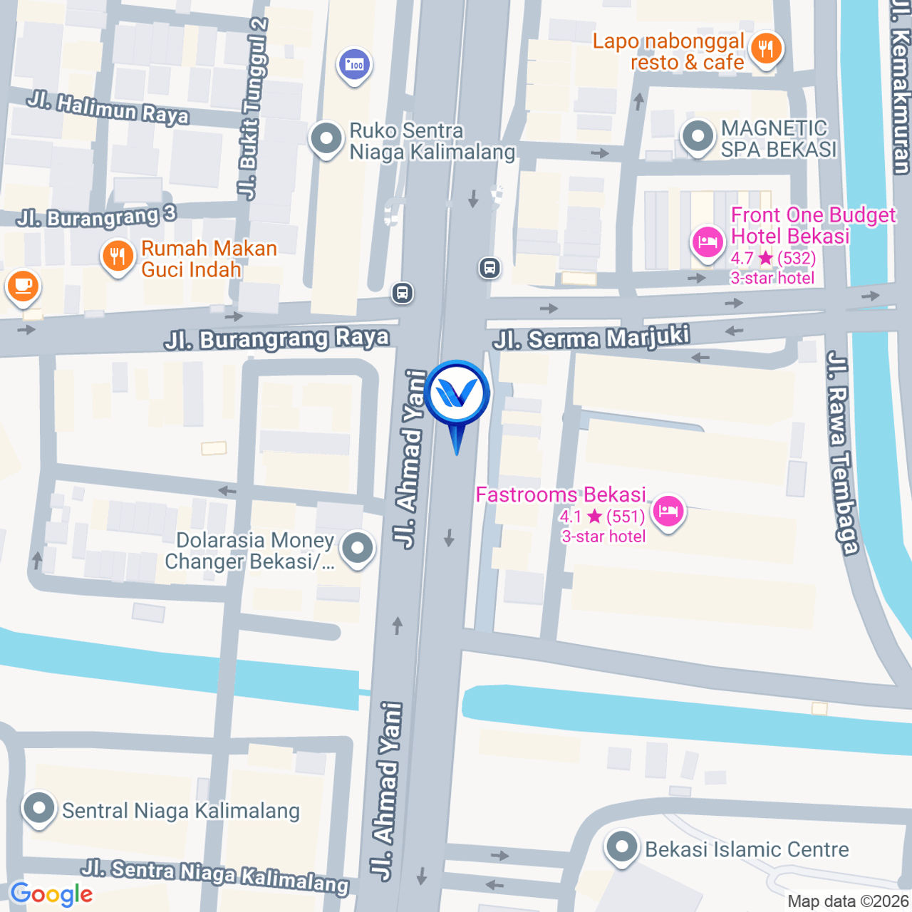 Peta Lokasi JL. Jendral Ahmad Yani (Depan Ruko Sentra Niaga Bank Mandiri), Bekasi