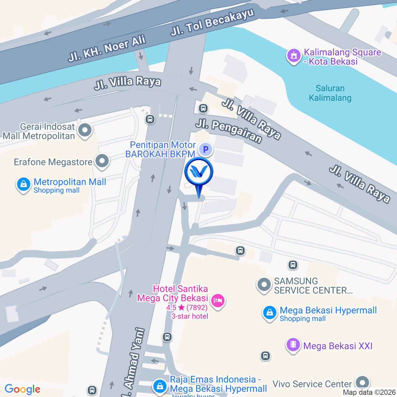 Peta Lokasi JL. Ahmad Yani (Exit Tol Barat), Bekasi