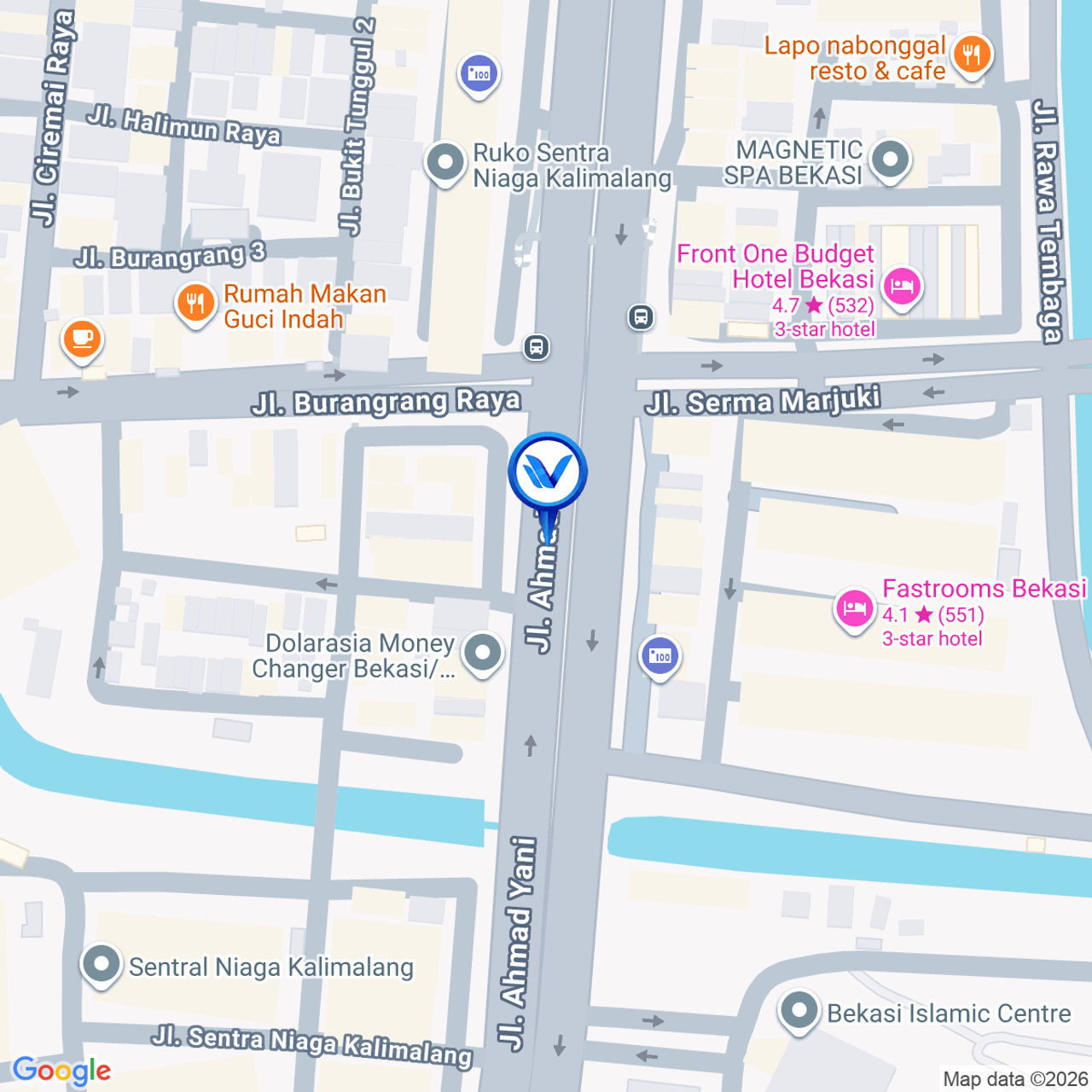 Peta Lokasi JL. Ahmad Yani (depan Bank KB Bukopin), Bekasi