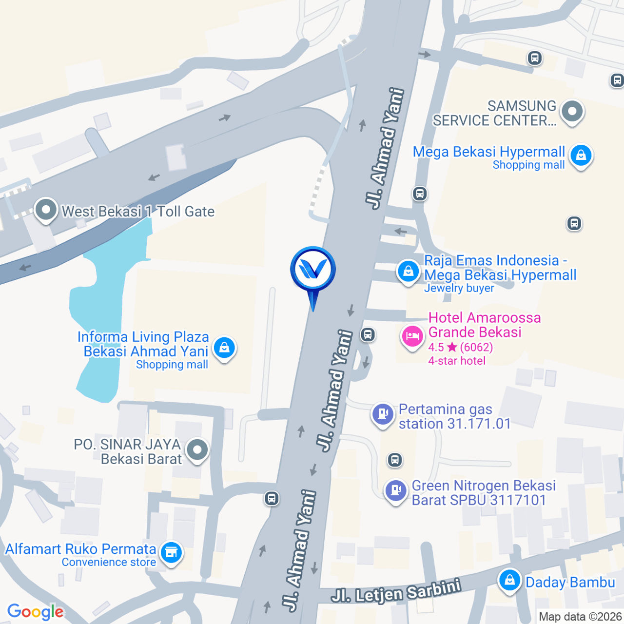 Peta Lokasi JL. Ahmad Yani, Bekasi