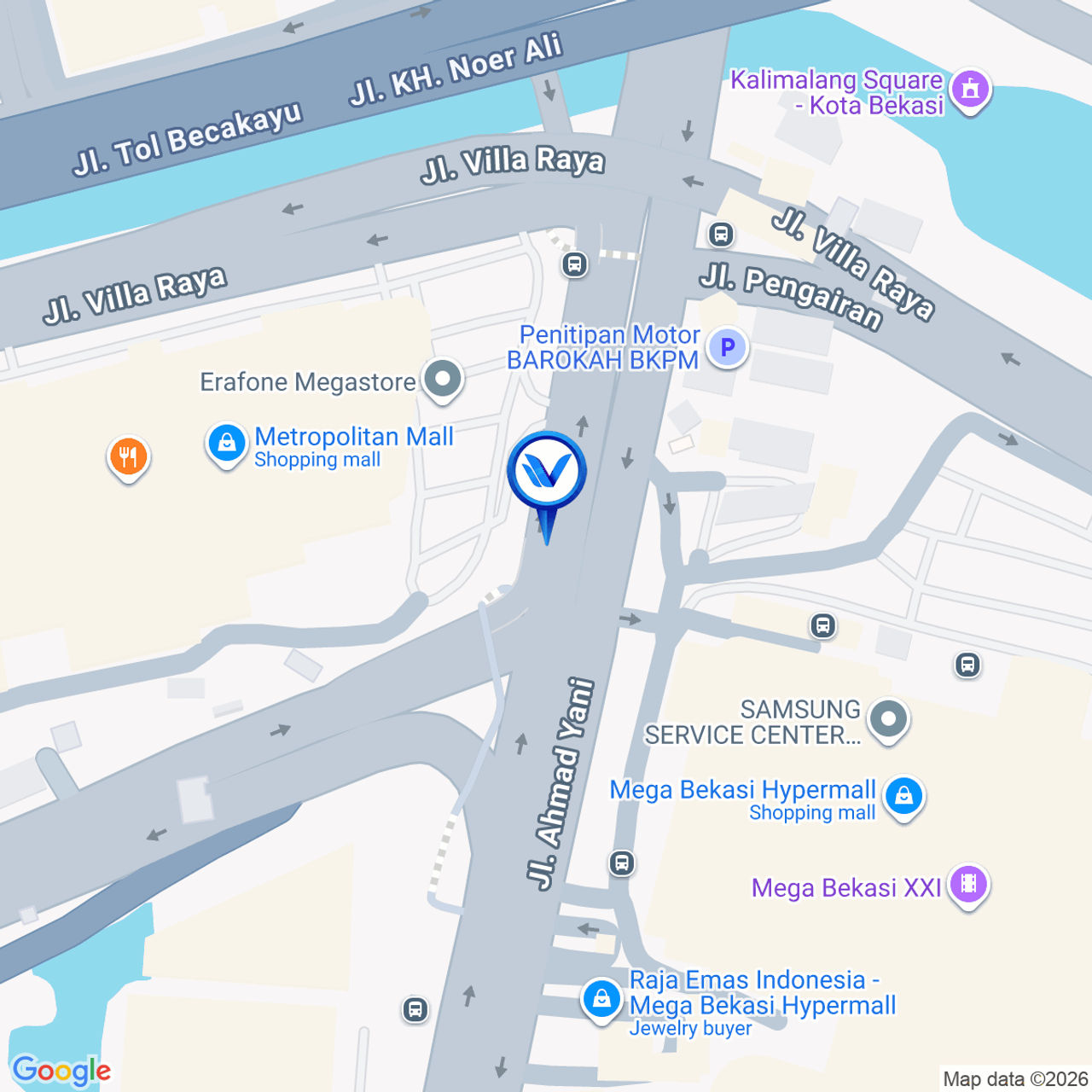 Peta Lokasi Jl. Ahmad Yani (Metropolitan Mall), Bekasi