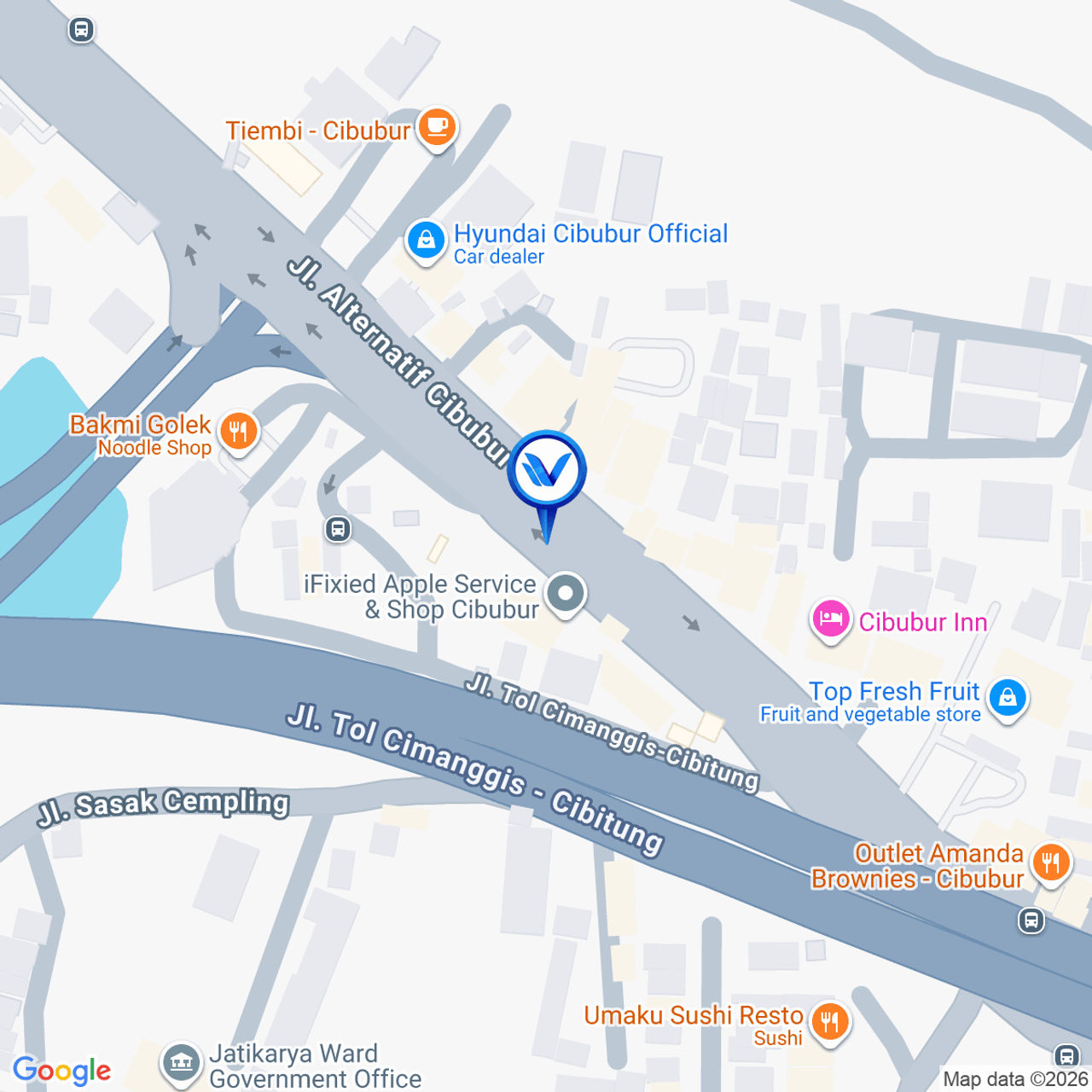 Peta Lokasi JL. Alternatif Cibubur (Enterance Tol Jatikarya), Bekasi