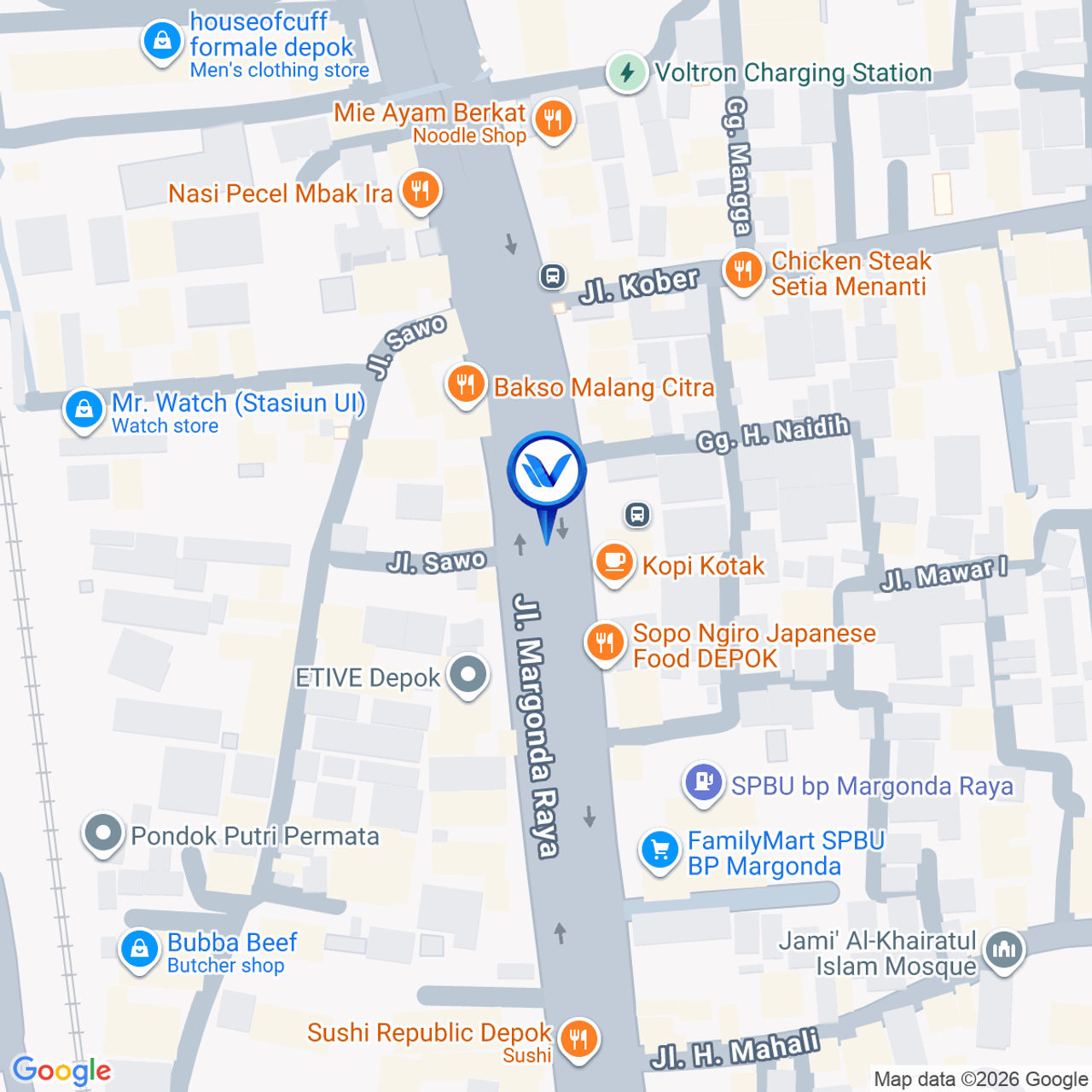 Peta Lokasi JL. Margonda Raya, Depok