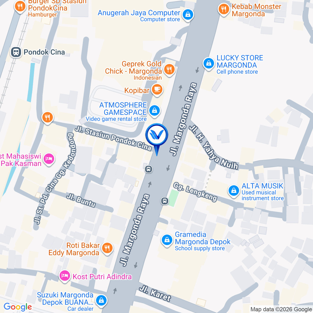 Peta Lokasi JL. Margonda Raya (Pocin), Depok