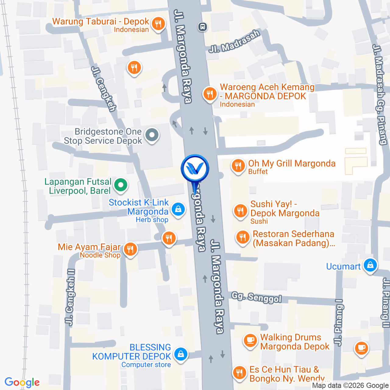 Peta Lokasi JL. Margonda Raya (Bank Jatim), Depok