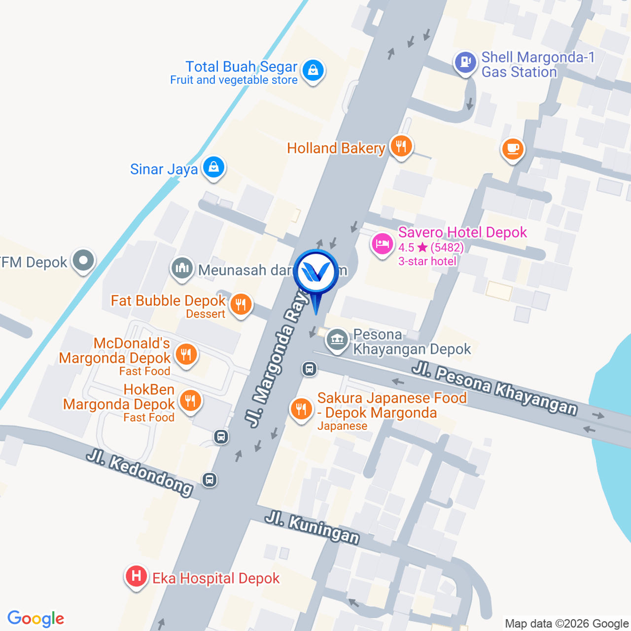 Peta Lokasi JL. Margonda Raya (Dekat Hotel Savero), Depok