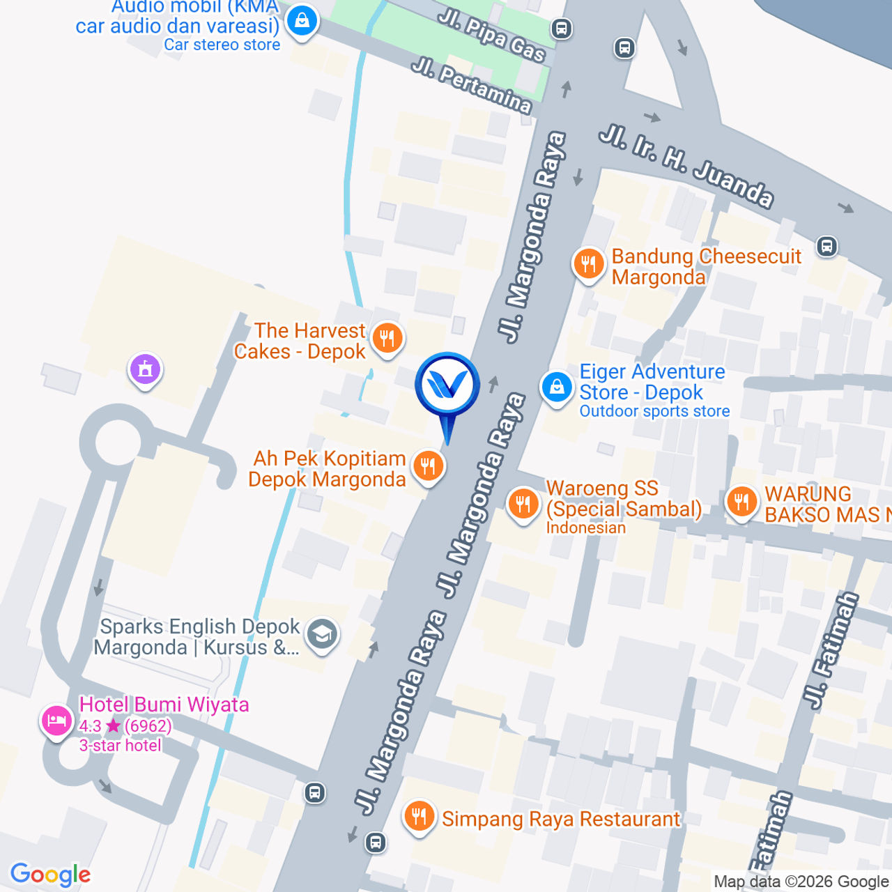 Peta Lokasi JL. Margonda Raya (Dekat Donatello), Depok
