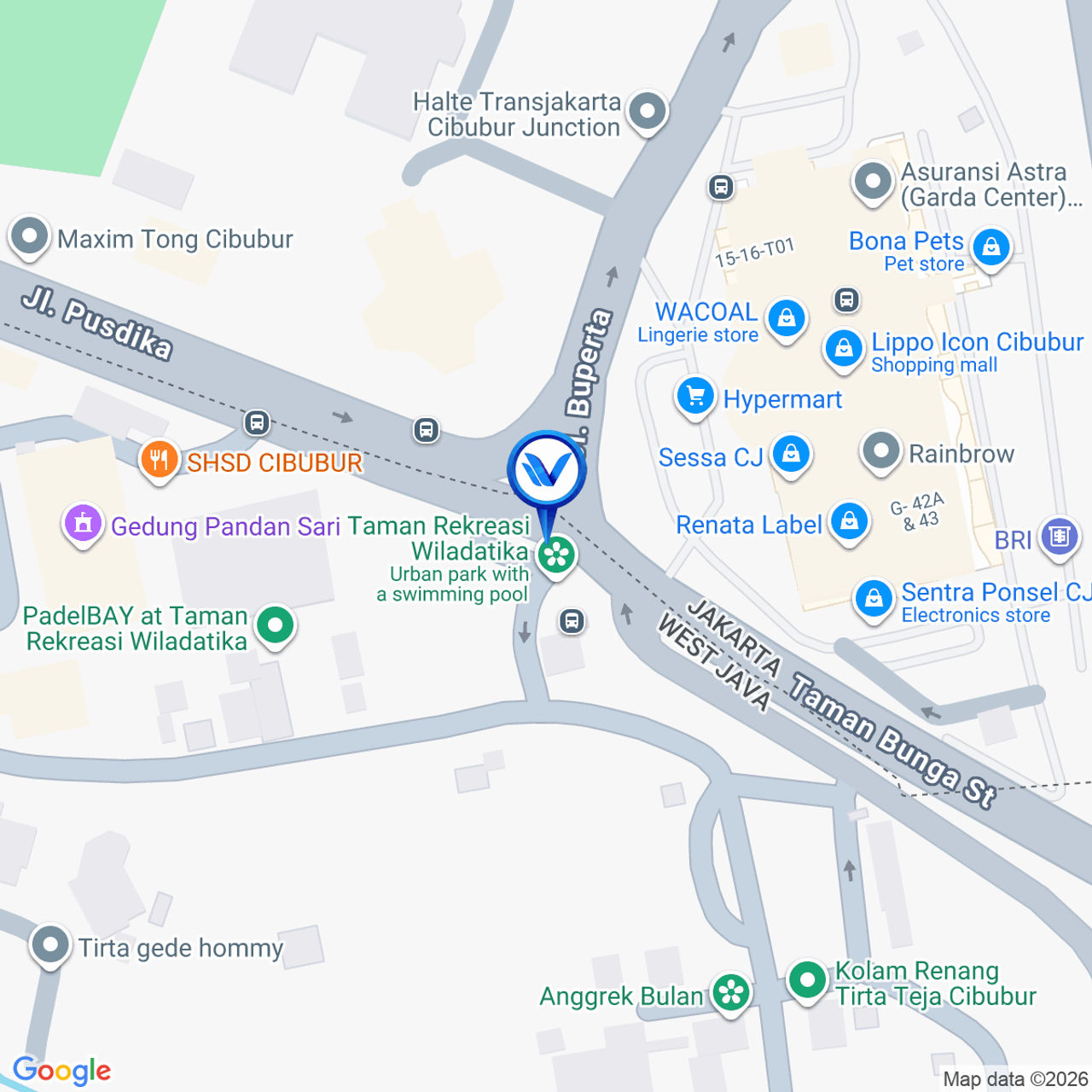 Peta Lokasi Jl. Raya Cibubur (Taman Wiladatika), Depok