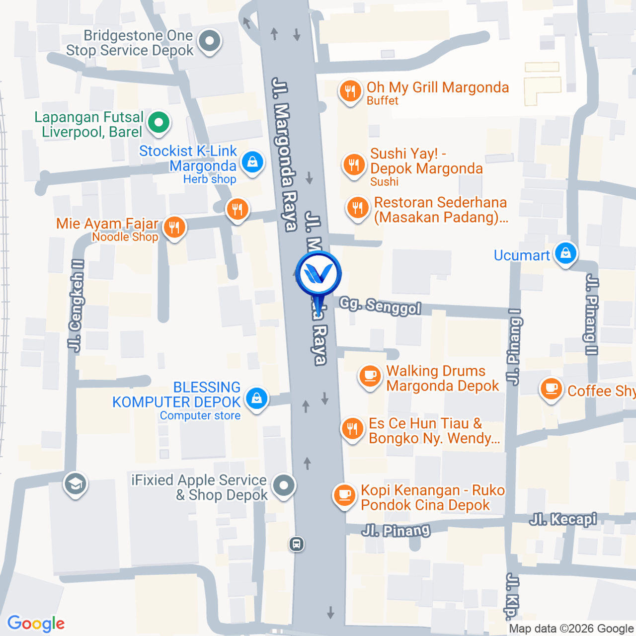 Peta Lokasi JL. Raya Margonda (Dekat Showroom Vespa), Depok