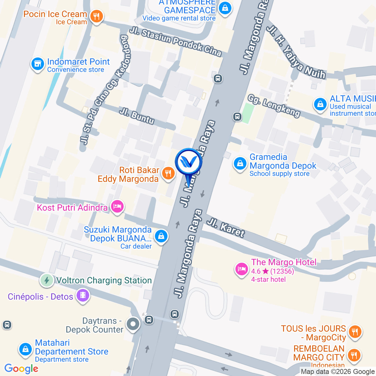 Peta Lokasi JL. Raya Margonda (Depan Roti Bakar Edi), Depok