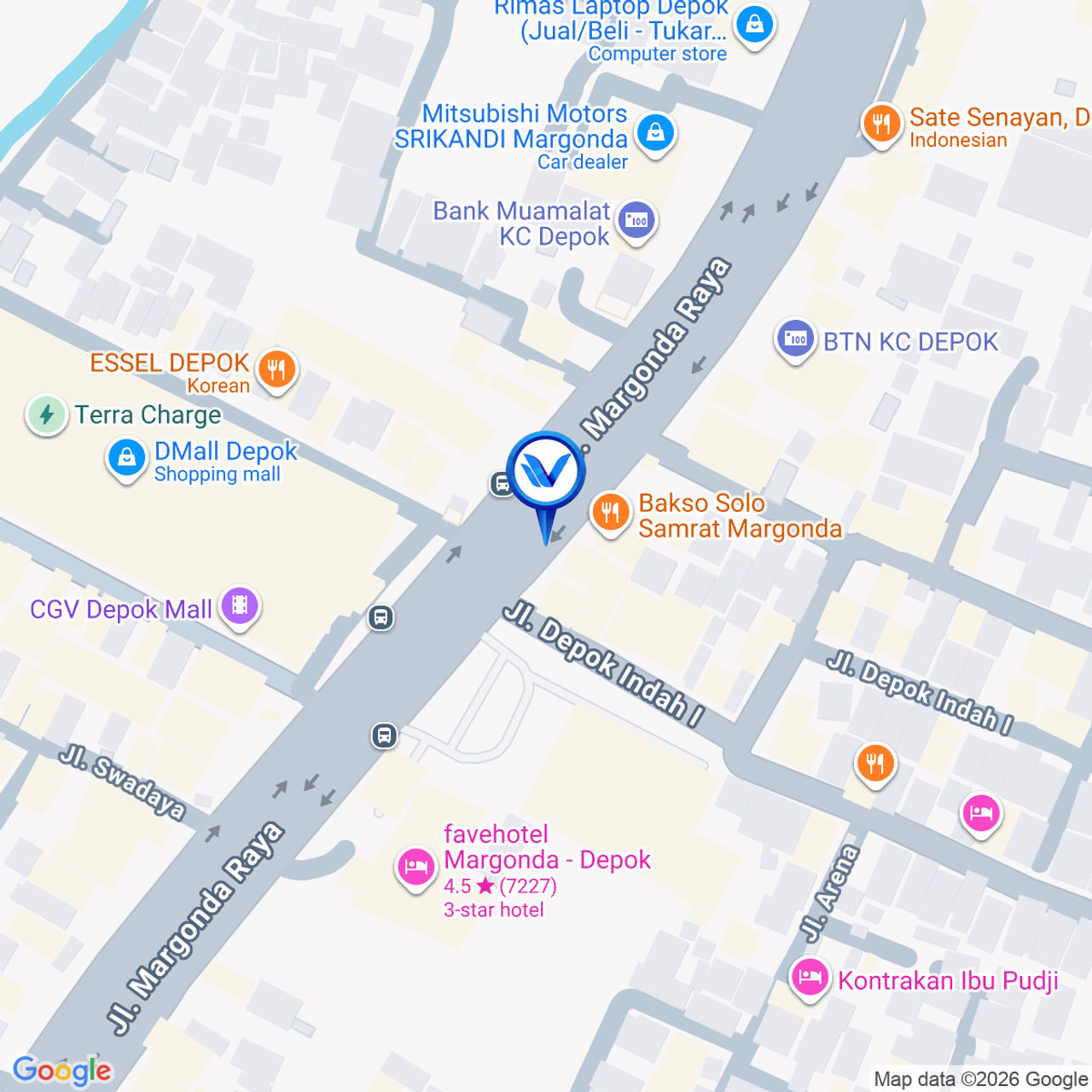 Peta Lokasi JL. Margonda Raya (Sebelum ACE Hardware), Depok