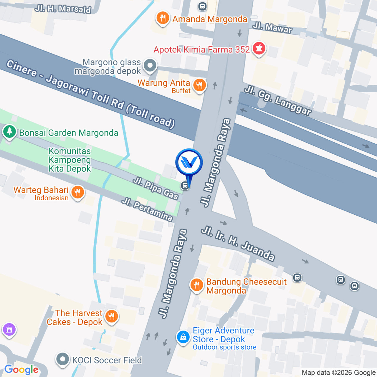 Peta Lokasi JL. Margonda Raya (Pertigaan Juanda), Depok