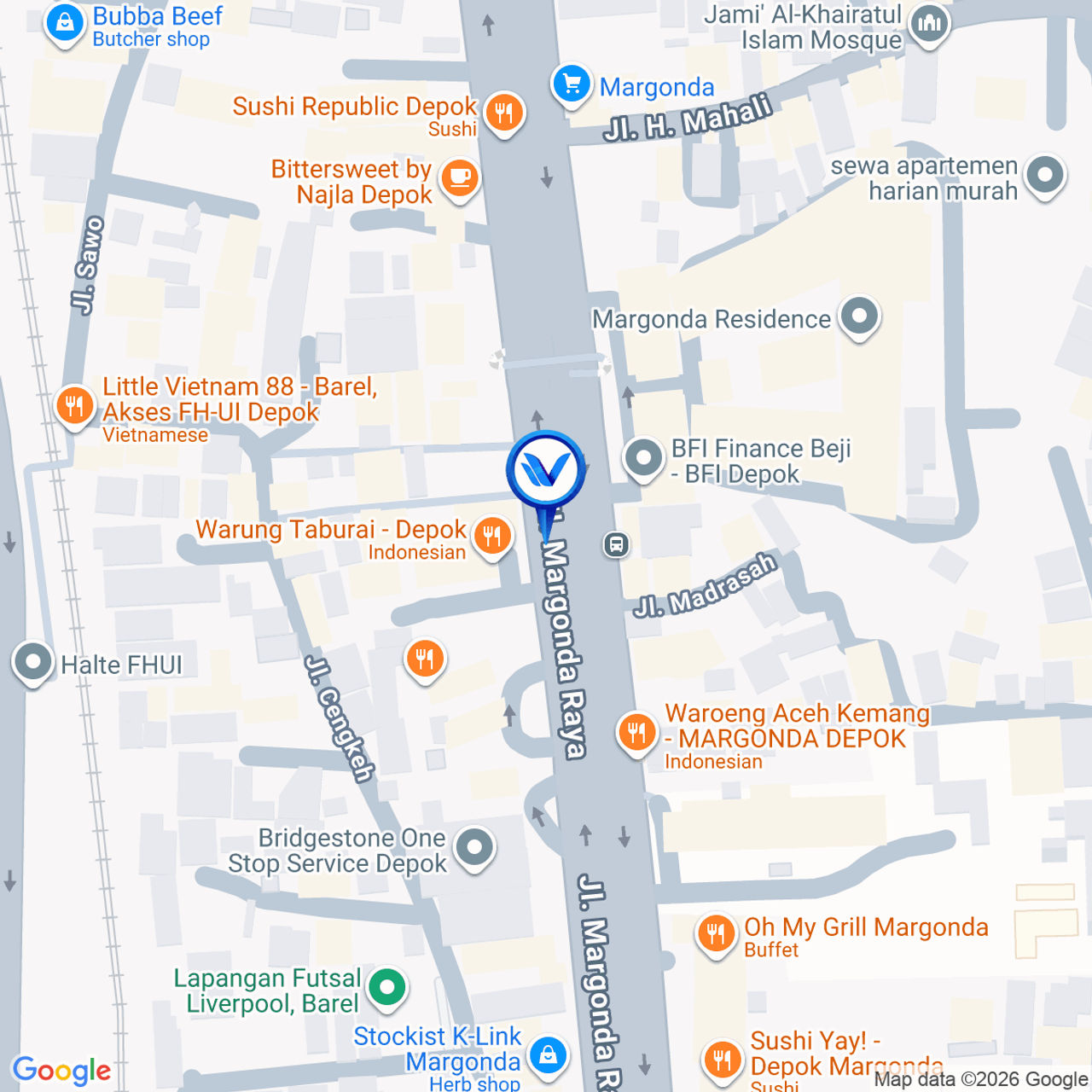 Peta Lokasi JL. Margonda Raya Depan Surabi Bandung, Depok