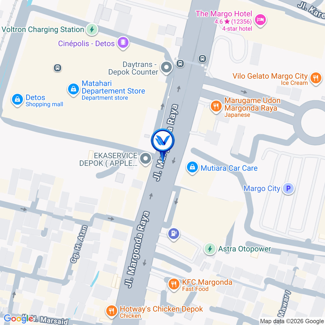 Peta Lokasi Jl. Margonda Raya (Detos), Depok