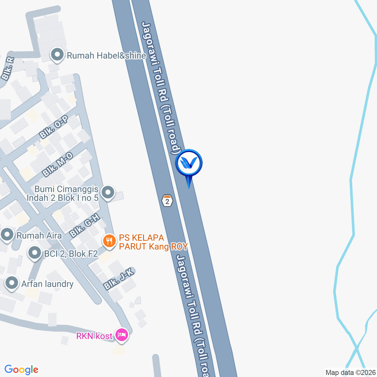 Peta Lokasi TOL JAGORAWI KM.17+500 A, DEPOK